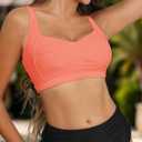 Women's Twist Front Bikini Top Large Bust Sporty Padded Swimsuit Bathing Suit Tops Only (Pink, L)