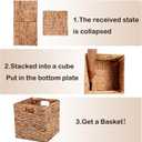 11x11in Wicker Storage Basket Set of 2 Collapsible Hyacinth Cube Storage Baskets,Storage Bins for Organizing Storage Basket with Built-in Handles