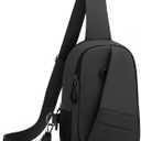 Hoedia Crossbody Sling Bag for Men Women, Shoulder Cross Body Bag EDC Back Pack with Reflective Strip and Multi-pocket (Black)