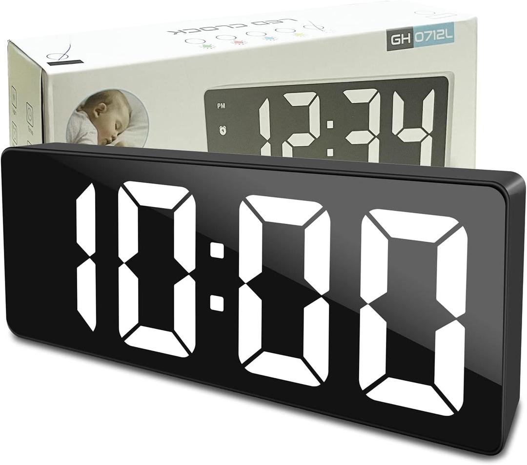 Peking Alarm Clocks for Bedrooms with Temperature Display, Snooze, LED Time, Adjustable Brightness USB Charger Ports Desk Alarm Clocks for Bedroom Decor 12/24Hr (Black)