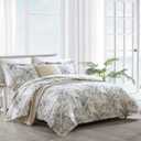 Tommy Bahama - Queen Comforter Set, Reversible Cotton Bedding with Matching Shams, Super Soft Bedding Set (Bakers Bluff Blue, Queen) (Off White/Blue/Grey)