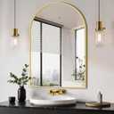 Delma Arched Bathroom Mirror, 24"x36" Wall Mounted Vanity Mirror for Bedroom, Living Room and Entryway, Gold