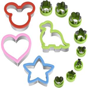 Hhyn Sandwich Cutters Set for Kids, Mickey Mouse, Dinosaur, Star, Heart Shapes and Mini Vegetable Fruit Cookie Cutters Food Mold for Holiday and Party (12 Pcs - A)