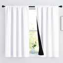 NICETOWN 100% Blackout Curtains 54 inches Long, Double-Deck Completely Blackout Window Treatment Thermal Insulated Lined Rod Pocket Drapes for Infant (White, 1 Pair, 52 inches Width Each Panel)