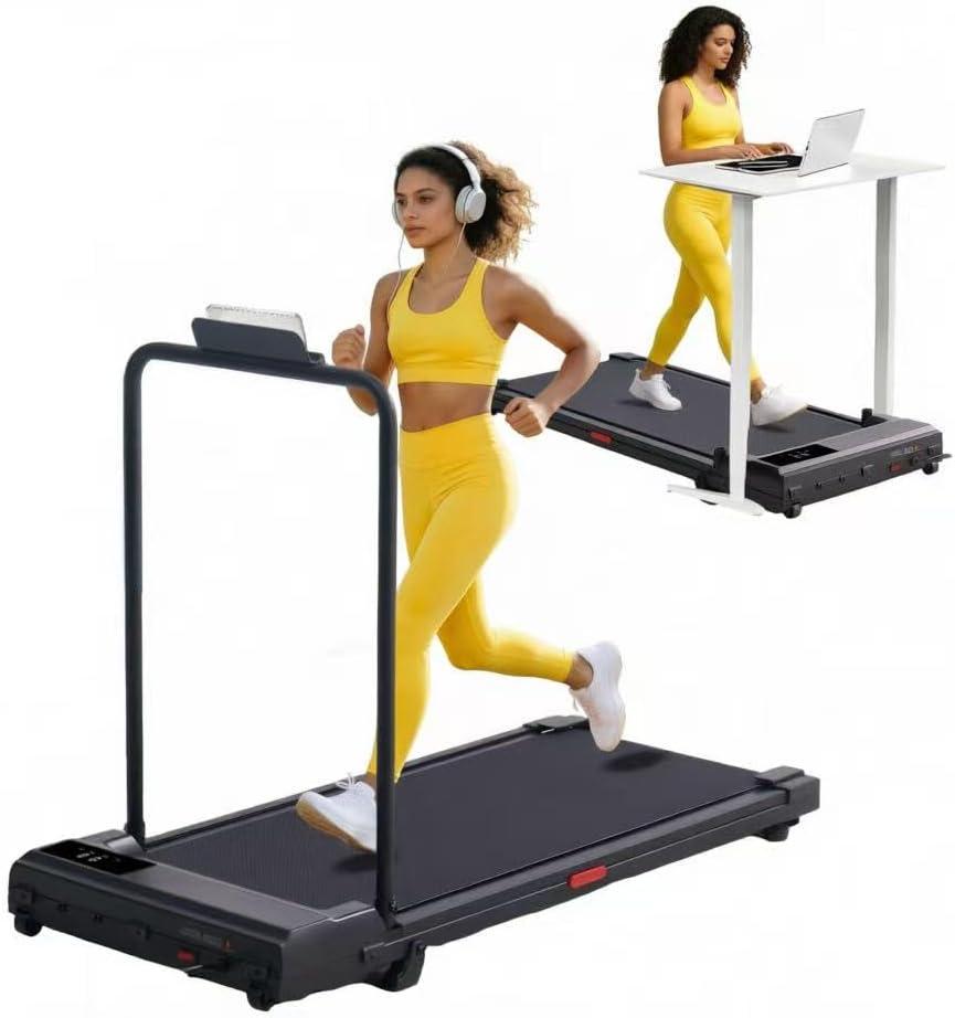 HevGlrm Walking Pad with Handle Bar, 2026 Upgrade Small Walking Pad Treadmill with Incline, 3.0HP Portable Under Desk Treadmill with Handles for Home Small, 0.6-7.6MPH, 350LBS