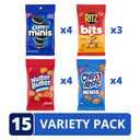 OREO Minis Cookies, CHIPS AHOY! Minis Cookies, Nutter Butter Bites & RITZ Bits Cheese Crackers Variety Pack, 15 Snack Packs (EXP 10/15/26)