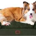 EHEYCIGA Orthopedic Dog Beds for Large Dogs, Waterproof Memory Foam Large Dog Bed with Sides, Non-Slip Bottom and Egg-Crate Foam Pet Couch Bed with Washable Removable Cover, Dark Green