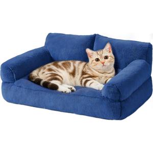 Cat Beds for Indoor Cats, Cat Couch Bed, Cute Cats Sofas for Pets, Small Dog Sofas & Chairs with Removable Washable Cover, Plush Soft Pet Furniture for 10lbs Small Dogs & Cats(Navy Blue)