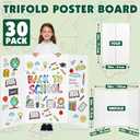 30 Pack Trifold Poster Board, 36in x 48in Corrugated Project Board, White Presentation Board, Trifold Display Board for School Project, Business Presentation, Science Fairs, Event Display