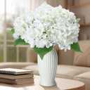 6PCS White Silk Hydrangea Artificial Flowers with Vase | Fake Hydrangea Flowers in Vase for Bedroom Decor Home Table Decor DIY Floral Decoration-14.25 Inch