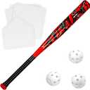 Ortiz34 Bat & Ball Set - Graffiti Plastic Bat & Ball Homerun Set- David Ortiz Backyard Baseball Set for Youth, Kids, Teenagers, Adults (Bat & Ball Set, Red)