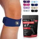 Sleeve Stars Swedish Brand Patellar Tendon Support Strap for Women & Men Effective Osgood Schlatter Knee Brace Youth & Kids Knee Brace with 3 Adjustable Length fits 7"-15" (Single/Navy Blue/Kids)