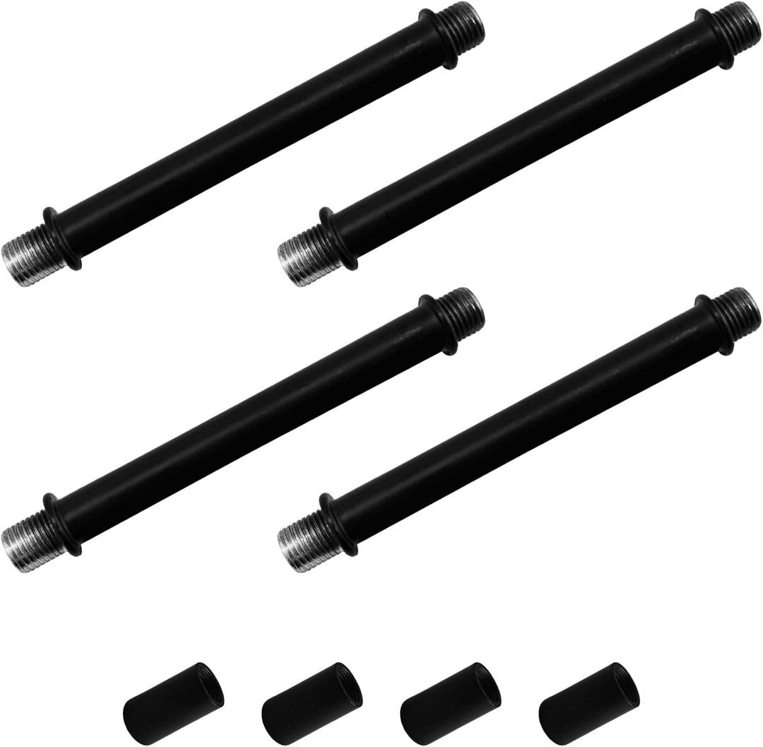 4 Set 4 Straight Pipe Lamp Stem Kit, M10 Double End Threaded Lamp Rod Long Extension Risers, Black Lamp Parts Replacement for DIY Floor Lamps, Table Lamps & Ceiling Lights