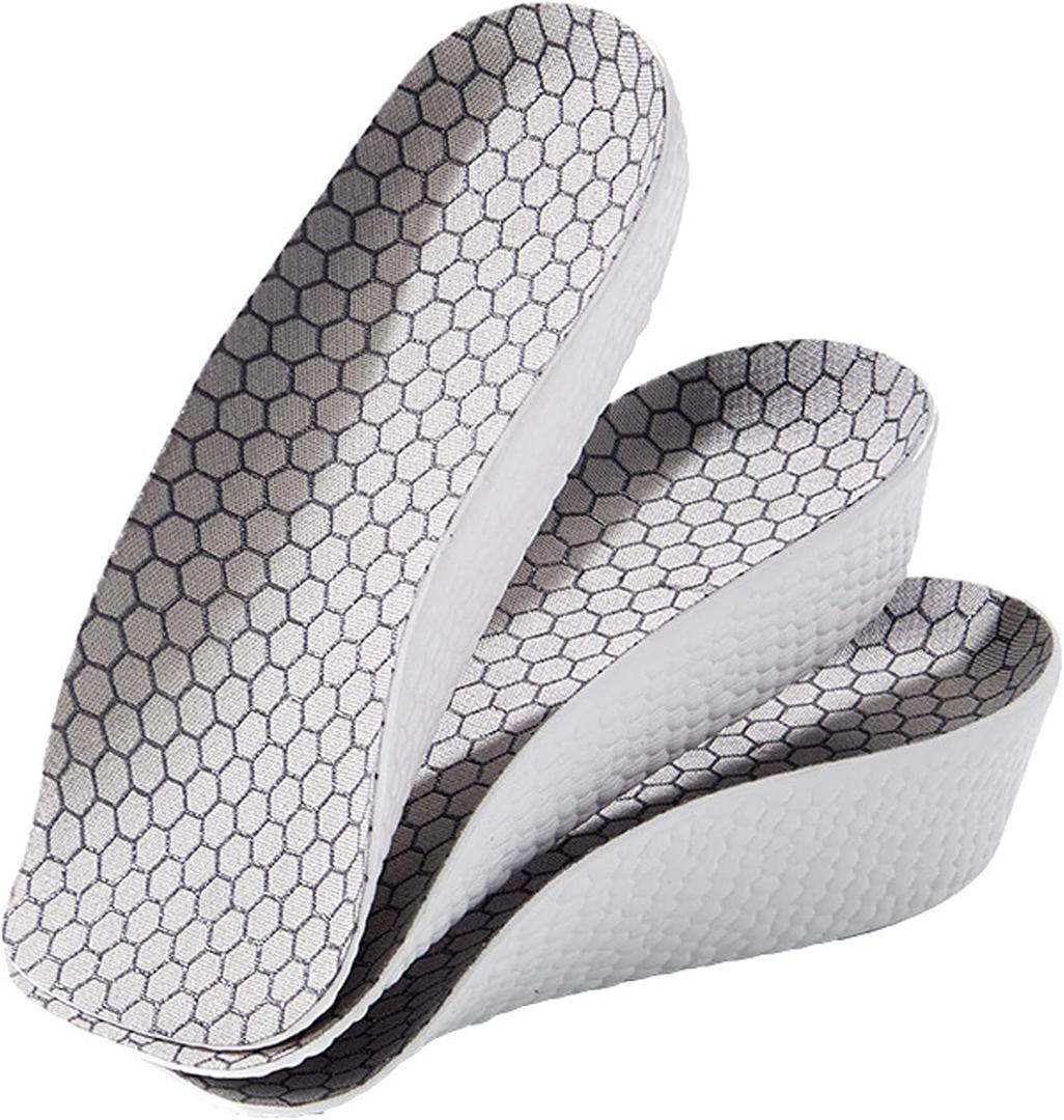 3Pairs Height Increase Insoles for Men Women - Orthopedic High Pads Height Boosters Insoles -Soft Arch Support Insoles for Flat Feet (Gray, 1.5cm & 2.5cm & 3.5cm)