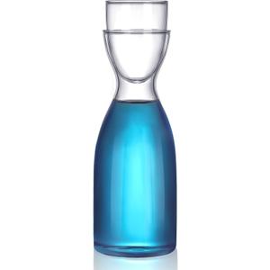 Bedside Water Carafe Set with Tumbler Glass Set for Bathroom Mouth Washer Dispenser Mouth Wash Containers Decanter with Cup Glass Pitcher Bottle Container, Nightstand or Kitchen, 600 ml (1)