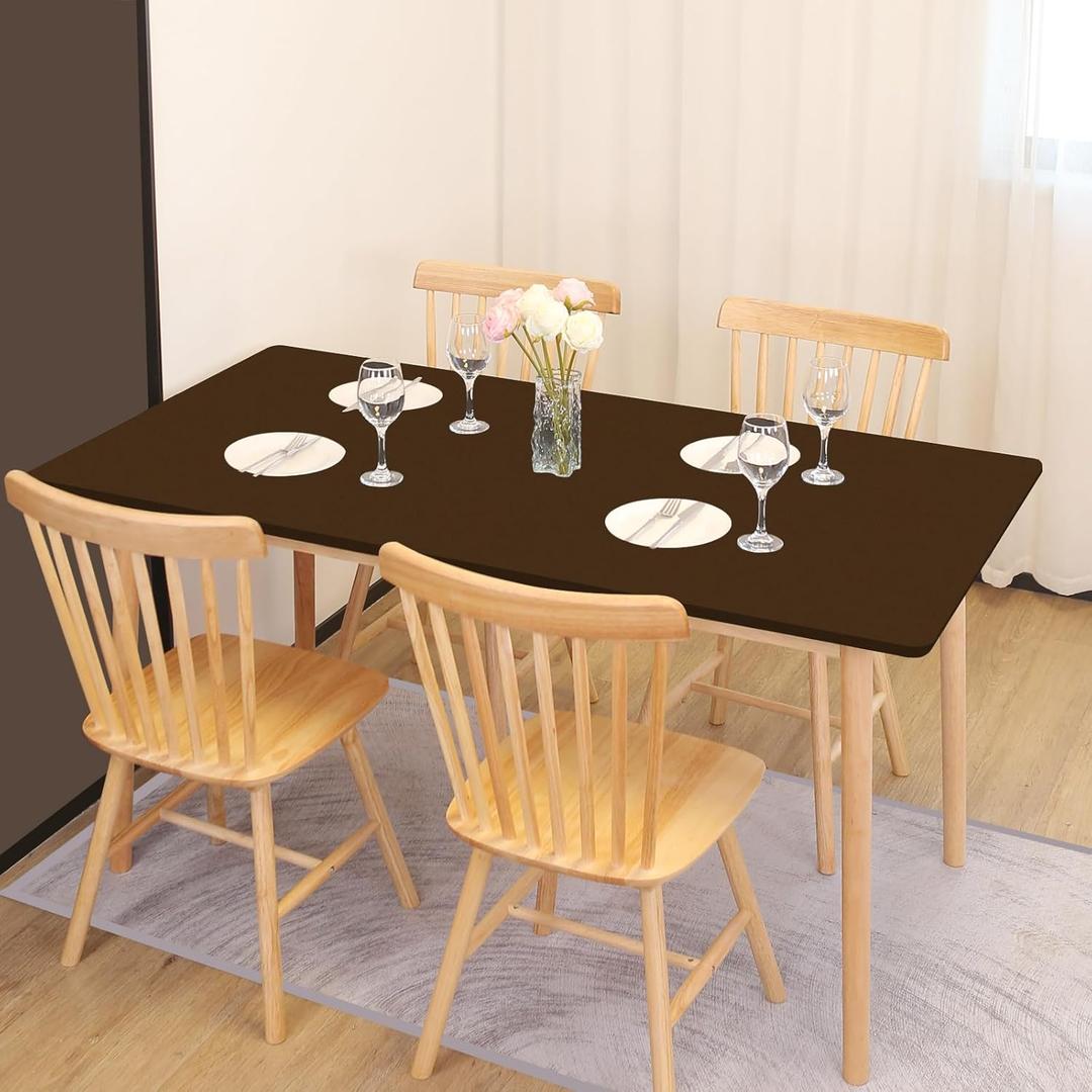 SereneGrace Elastic Table Cloth, 36x60 Inch Reusable Spandex Fitted Stretch 4-Foot Rectangle Table Cover for Dining Room, Banquets, Events, Craft Displays, Parties, Picnic, Windproof, Brown