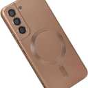 Magnetic for Samsung Galaxy S21 FE Case, Soft Silicone Slim Fit Anti-Scratch Phone Case Cover with Camera Protection, Compatible with MagSafe, Brown