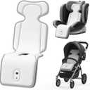 AMACOOL Baby Stroller Cooling Pad, 3D Breathable Carseat Cooling Pad with 2 Built-in Blower, Max 10H Ventilation 3 Speeds 10000mAh Rechargeable Cooling Mat Liner for Toddler Baby Summer Essentials, 36.48"L X 12.60"W
