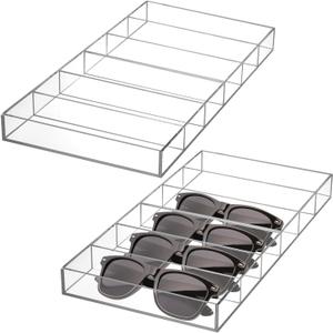 SOUJOY 2 Pack Acrylic Sunglasses Organizer, 6 Slot Clear Eyeglasses Storage Case, Stackable Eyewear Display Tray for Sunglasses, Fashion Eye Wear, Protective Glasses SOUJOY 2 Pack Acrylic Sunglasses Organizer, 6 Slot Clear Eyeglasses Storage Case, Stackable Eyewear Display Tray for Sunglasses, Fashion Eye Wear, Protective Glasses