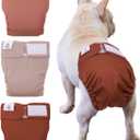 CuteBone Washable Dog Diapers Female No Tail Hole 2 Pack Reusable Doggie Period Training Pants for Docked-Tail Frenchie French Bulldog Boston Terrier Without Tail WWD22M