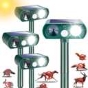 4 Pack Solar Ultrasonic Animal Repellent Outdoor,Squirrel Racoon Fortress Pro Deer Repellent Cat Deterrent Dog Repeller Waterproof with Strobe Light - Keep Rabbits,Skunks Away from Garden Yard Farm
