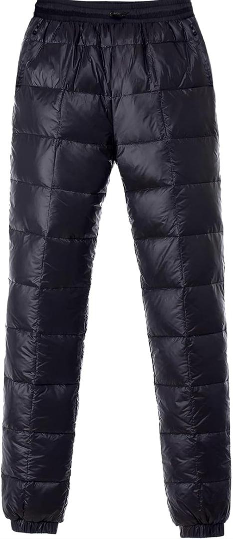 YEEFINE Women's Snow Pants Winter Warm Down Pants Insulated Utility Puffer Pants Ski Camping Trousers (Medium, Black)