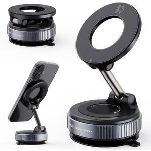 2026 Upgraded Vacuum Magnetic Car Phone Holder 360 Reinforced 96LBS Ultra Suction Cup Phone Mount for MagSafe Cell Phone Holders for Your Car/Gym/Mirror Mount for iPhone & Android