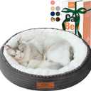 20in Washable Cat Beds for Indoor Cats - Round Donut Pet Bed for Cats, Small Dogs, Puppy, Kitten - Anti-Slip Bottom, Calming Bed Gift - Dark Grey (20.0"L x 20.0"W x 6.5"Th)