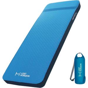 LOSTHORIZON Air & Foam Camping Mattress, Self-Inflating Sleeping Pad, 3" Thick, with Pump Sack, Single