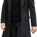 SOMTHRON Men's Casual Trench Coat Slim Fit Notched Collar Long Jacket Overcoat Single Breasted Pea Coat wih Pockets (Medium, Black)