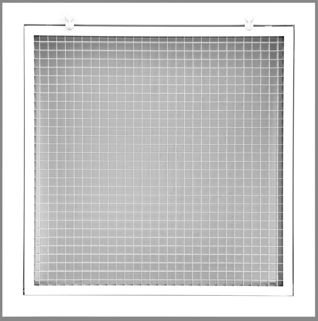 HVAC Premium 24" x 24" Cube Core Eggcrate Return Air Filter Grille for 1" Filter - Aluminum - White [Outer Dimensions: 26.5" x 26.5"]