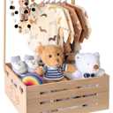 fun-plus Super Size Baby Shower Crate Closet, Baby Shower Basket with Handle Baby Storage Crate, Wooden Crate for Pregnancy New Parent (Bamboo made)