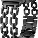 Wearlizer Metal Bands Compatible with Samsung Galaxy Watch 8 Band 40mm 44mm/Watch 8 Classic 46mm, No Gap Dressy Stainless Steel Chain Strap Wristbands Accessories for Women (Black)