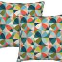 bassyil Geometric Mid Century Modern Colors Throw Pillow Covers Decorative Linen Pillow Cases Set of 2 Square Cushion Cover for Couch Sofa Bedroom Patio 18x18 Inch
