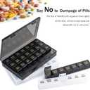 Monthly Pill Organizer, 28 Day Pill Box 1 Time a Day with Dust-Proof Case, Large 4 Weeks a Month Pill Case Container, Daily Vitamin Case Box for Pills/Medicine/Fish Oil/SupplementsBlack
