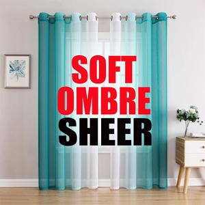 G2000 Teal and White Ombre Curtains, 84 Inch Light Filtering Drapes for Bedroom & Living Room, 2 Panel Set with Grommets