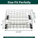WD28X26099 WD28X34744 Lower Dishwasher Rack Replacement Parts for GE Lower Dishrack Dishwasher Rack 20.7'' D x 21.6'' W Roller Wheels GE GDF510PSM0SS GDT535PSM0SS Bottom Dish Rack Assembly 1 Pcs