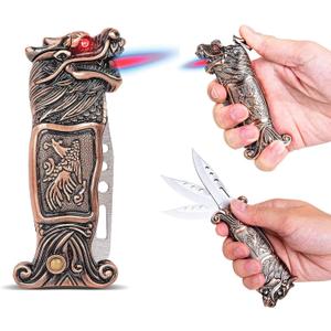 Lighter, Windproof Dragon Gas Lighter, Cool Design for Gift, Exquisite Packaging, Refillable Butane Lighters, Suitable for Festivals, Birthdays, Gifts for Men (Tap)