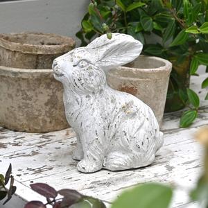 All Chic Bunny Decor Garden Statue White Rabbit Cement Rabbit Statue for Home Garden Indoor Outdoor Statues for Yard,Front Yard Decor,Easter Rabbit FigurinesWhite