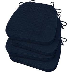 Basic Beyond Chair Cushions for Dining Chairs 4 Pack, D-Shaped Kitchen Chair Cushions with Ties Set of 4, 2.5" Thick Seat Cushions for Dining Room/Kitchen Chairs, 17" x 16", Navy, 4 Count