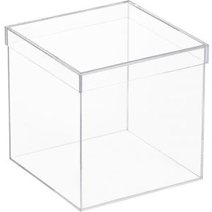 Clear Acrylic Square Cube Plastic Box, Plastic Rectangle Cube Containers with Lid, Storage Boxes 7.9x7.9x7.9 Inches for Tiny Jewelry Beads, Coins, Craft Supplies, Sewing Home Organizers (7.9x7.9x7.9 Inches/20x20x20cm)