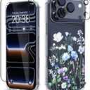 for iPhone 17 Pro Case,[3 in 1] with Screen Protector & Camera Lens Protector,Flower Pattern Design,Clear Soft Shockproof Slim Floral Phone Cover for Women Girls 2025 6.3" (Oriental Lily)