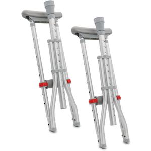 DMI Universal Aluminum Crutches - Adjustable Underarm Walking Aid for Adults, Shorter to Tall (4'6"-6'6"), Push-Button Height Adjustment, 300 lbs Capacity, Slip-Resistant Tips, 1 Pair