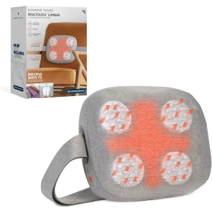 Sharper Image® RealTouch™ Lumbar Acupressure Back Massager, Soothing Heat for Relaxation, Targeted Micro Nodes, Multi-Area Design, Adjustable Strap, Ergonomic Design for Back Support, Legs, & Feet