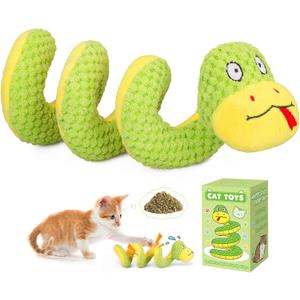 Retro Shaw 14" Large Crinkle Snake Cat Toy, Catnip & Silvervine Infused, Durable Chew Resistant Plush for Aggressive Chewers, Realistic Stuff Snake Interactive Kicker Toy for Large Indoor Cats