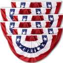 1.5x3 FT American Patriotic Pleated Fan Flag - USA Bunting Flag for 4th of July Decorations Fourth of July Decorations, Half Fan Banner American Flags for Outside, Outdoor Porch Decor-6 Packs