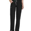 COMENII Scrubs for Women, Knit Yoga Waistband Straight Leg Cargo Pants, Classic Fit Womens Scrubs Pants-P-Black XXS