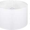 Large Drum Lamp Shades 16" Top X 16" Bottom X 10" High, Seaside village Medium Lampshades White Lampshades Natural Linen Hand Crafted, Easy Assembly RequiredLnclude E26-E14-11mm Adapter Ring