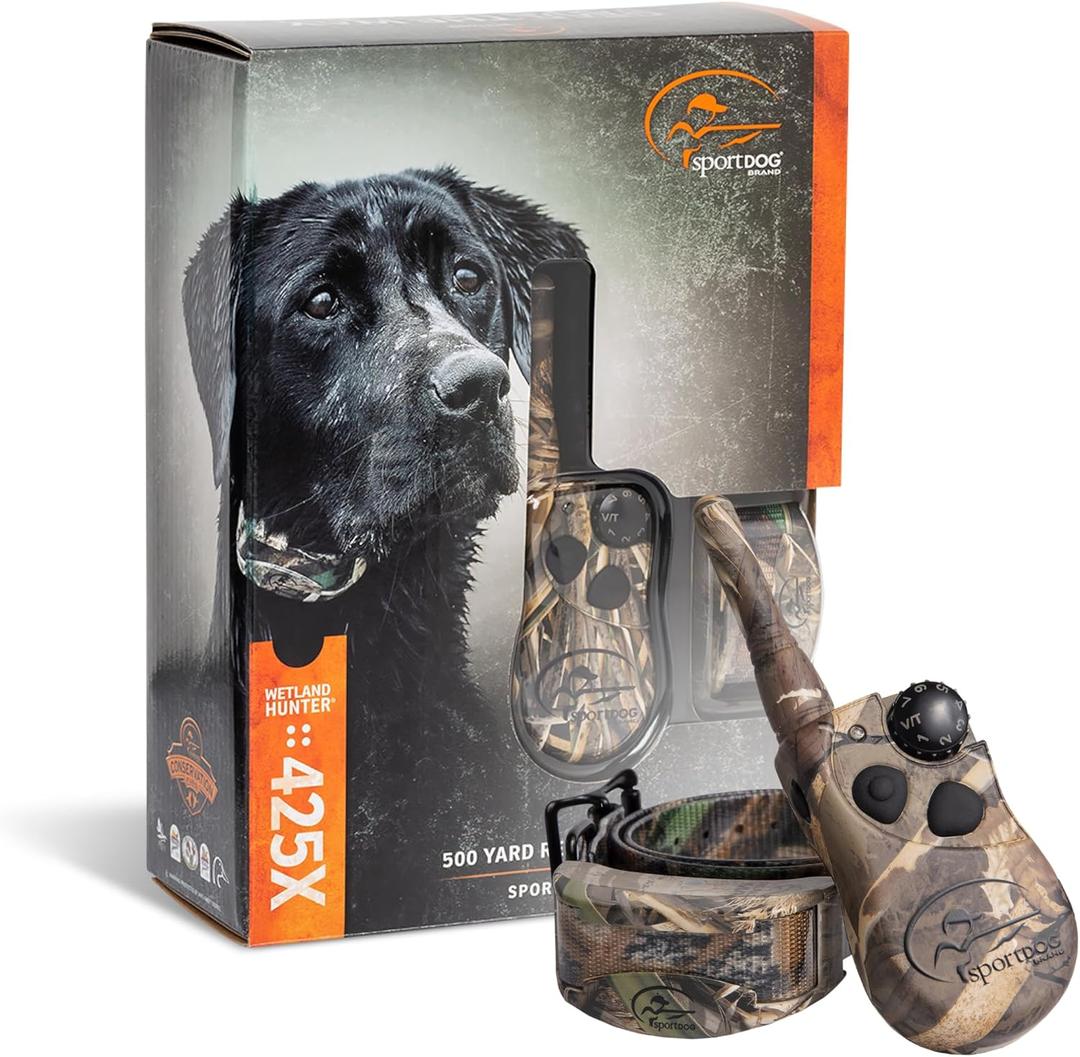 SportDOG WetlandHunter 425X Remote Trainer - Reliable Off-Leash Control - Rechargeable - Waterproof DryTek Technology - Adjustable Training Collar - Camouflage - 500-Yard Range, 1 Collar