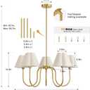 Modern Gold 5-Light Chandelier, Adjustable Height Farmhouse Industrial Ceiling Light, Dimmable Hanging Pendant Lamp for Dining Room Kitchen Island Over Table, Foyer Living Room Bedroom, 28 inches x 58.7 inches